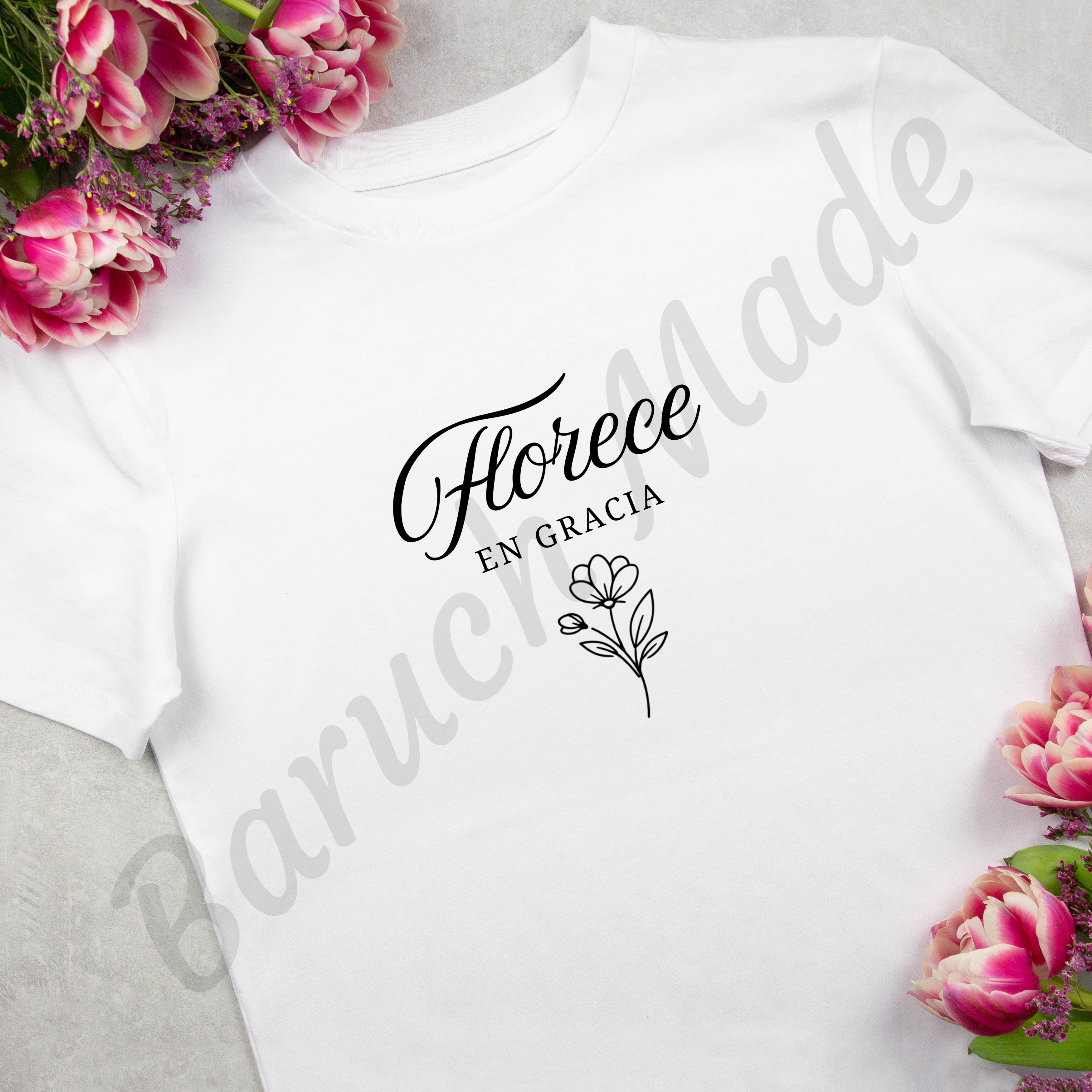 Florece en Gracia | Camisa Cristiana Minimalista con Flor