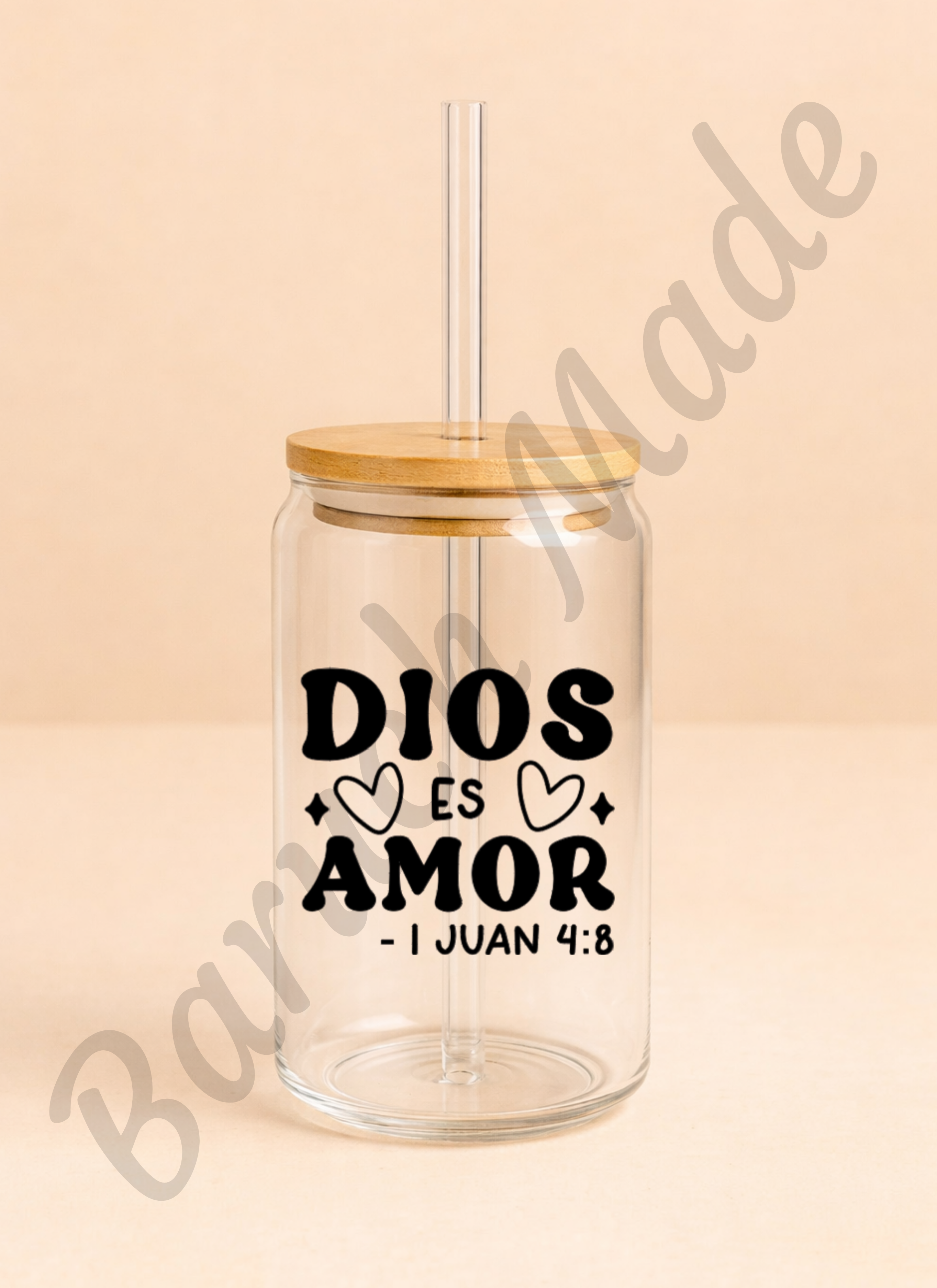 Vaso de Cristal 16oz “Dios es Amor” – 1 Juan 4:8
