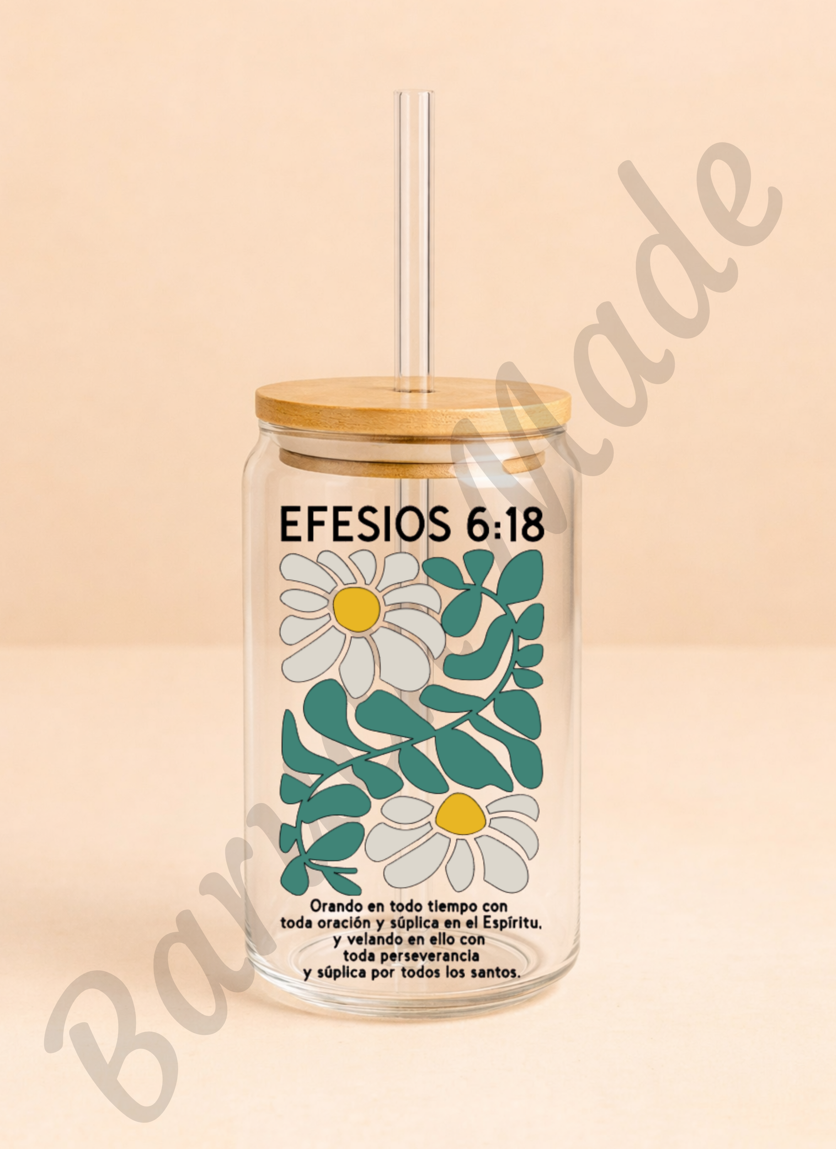 Vaso de Cristal 16oz Efesios 6:18