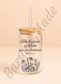 Vaso de Cristal 16oz “Todo lo Puedo en Cristo” – Filipenses 4:13