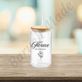 Florece en Gracia | Vaso de Cristal 16oz con Diseño Cristiano