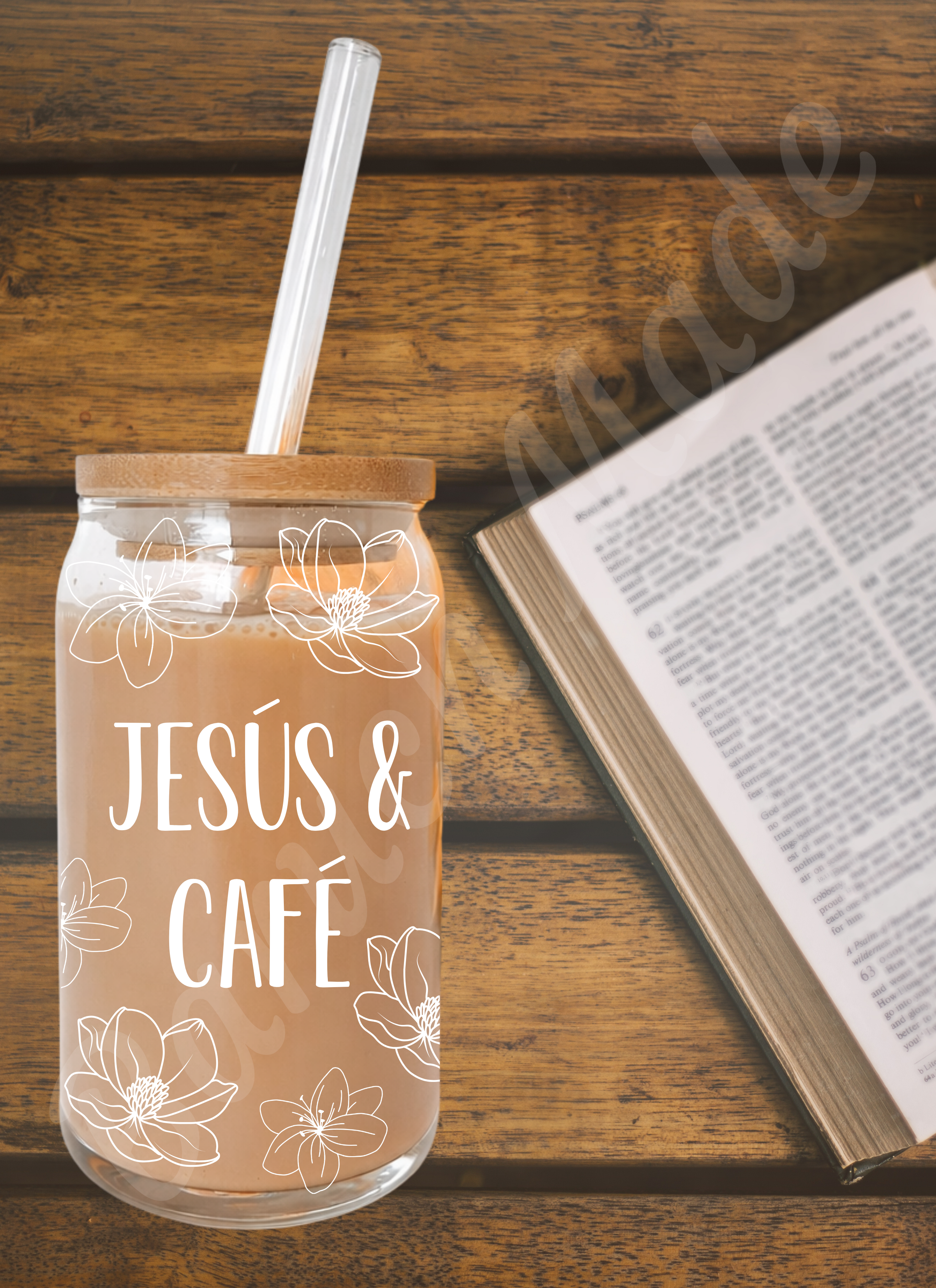 Vaso de Cristal 16oz “Jesús & Café”