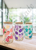 Vaso de Cristal 16oz Floral Multicolor
