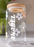 Vaso de Cristal Personalizado con Nombre y Flores